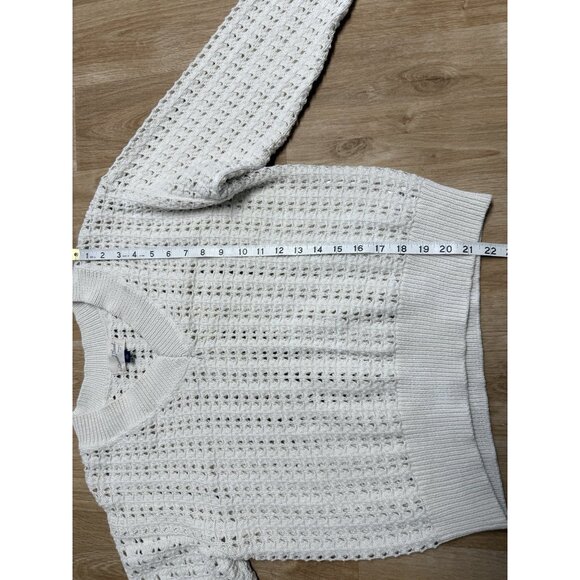 UNIVERSAL THREAD SWEATER OPENWORK KNIT CREAM V-NECK PULLOVER SIZE M NEUTRAL NWT - Picture 8 of 8